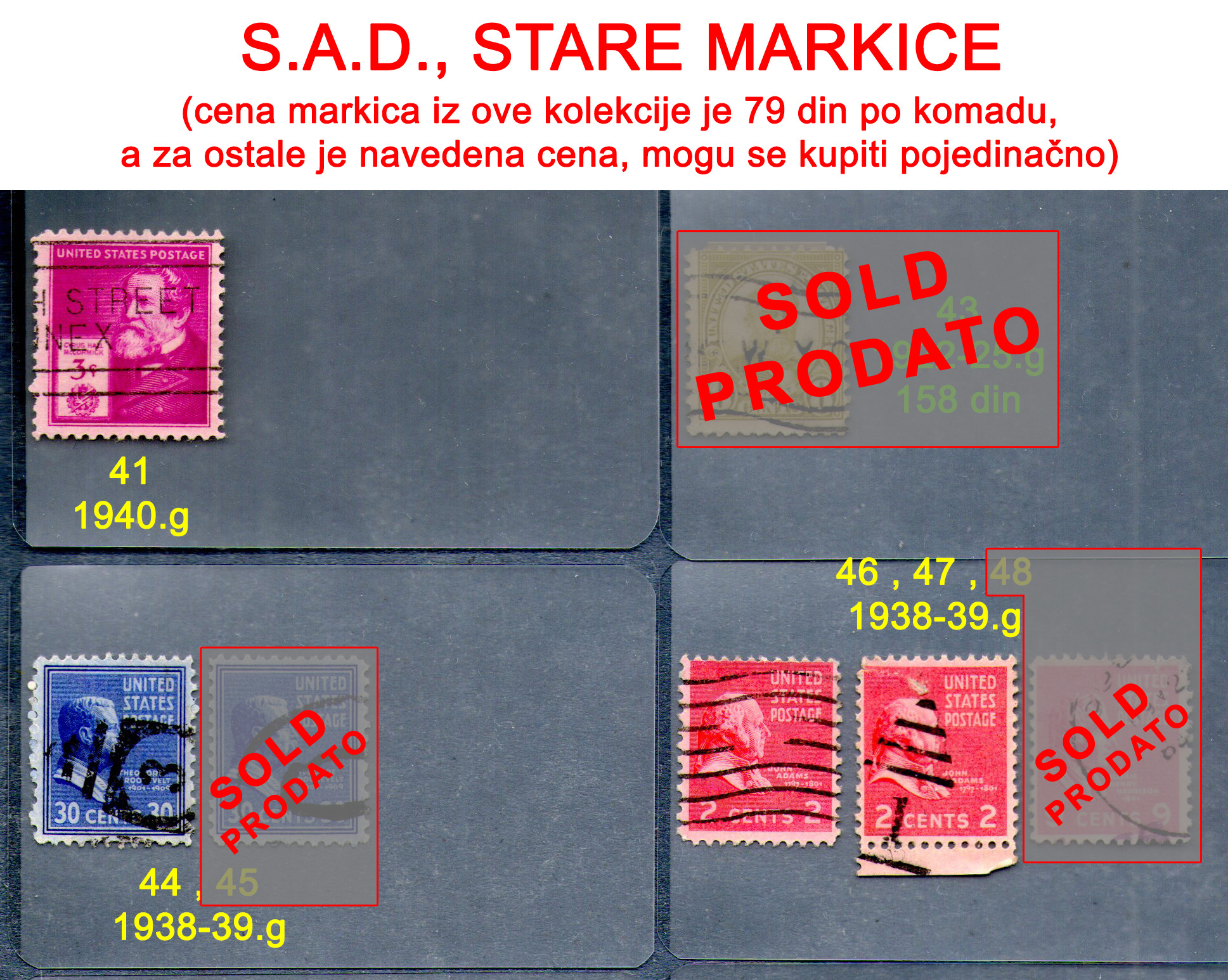 Stare potanske markice, Sjedinjene Amerike Drave