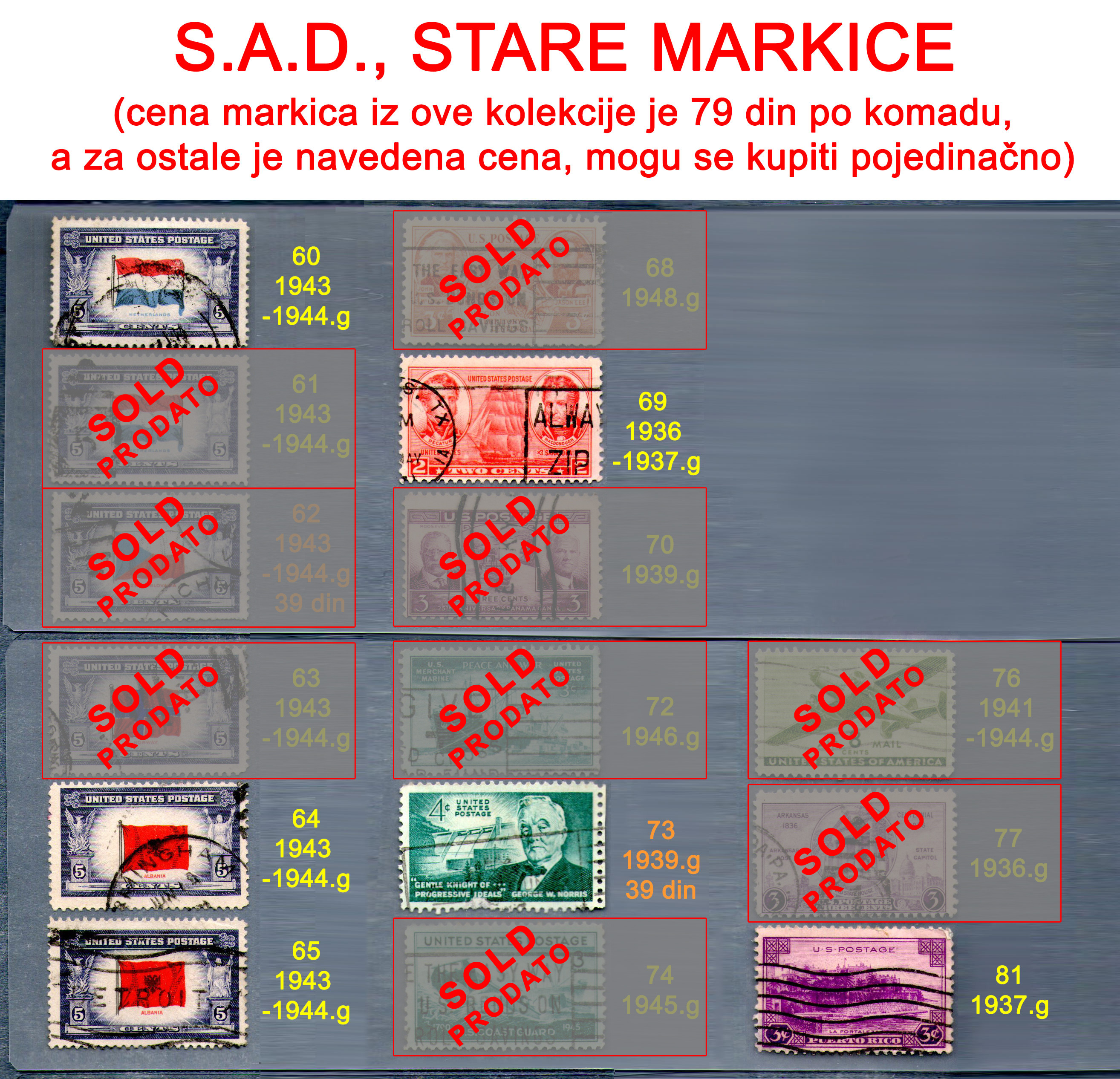 Stare potanske markice, Sjedinjene Amerike Drave